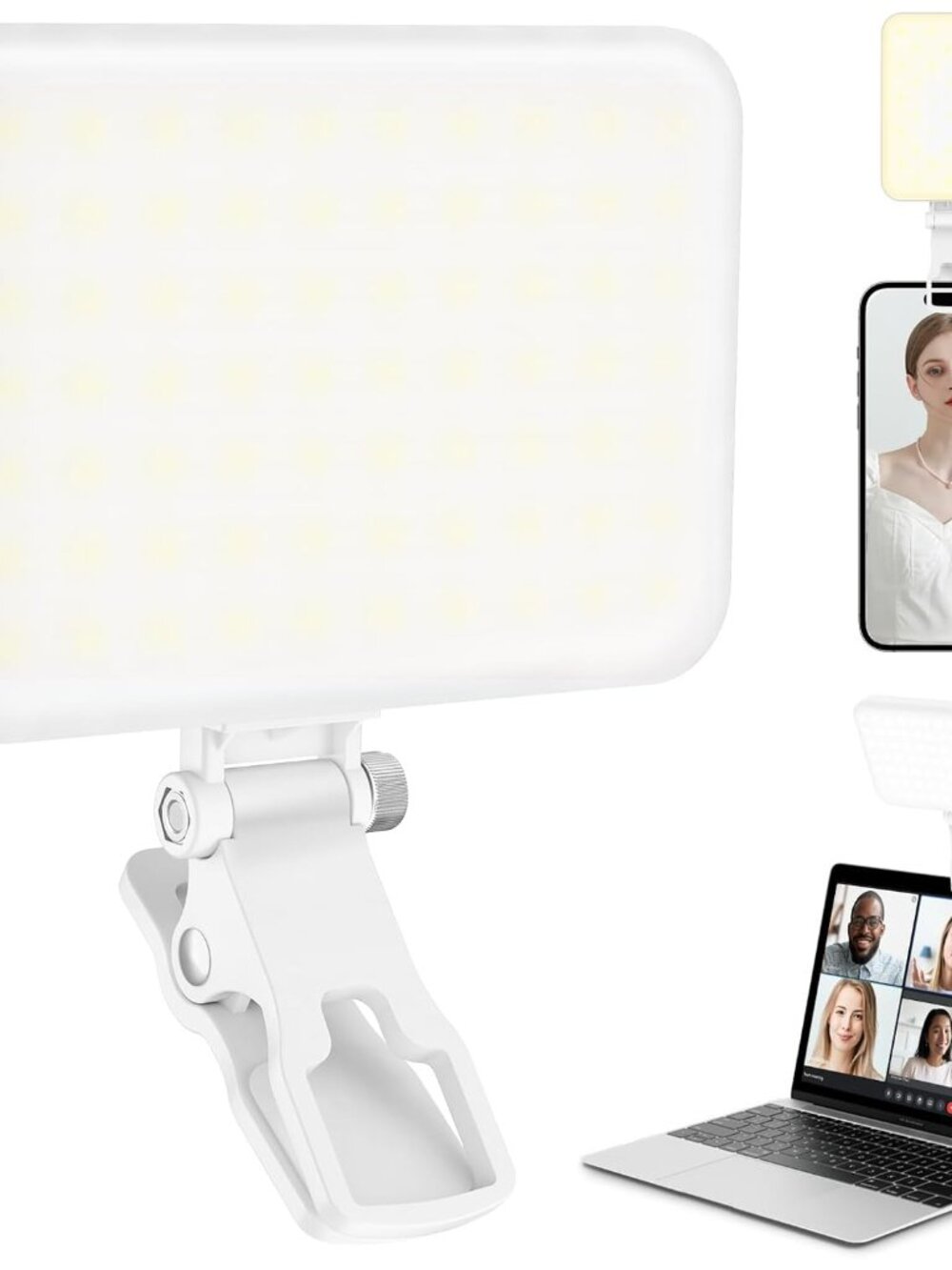 60 LED Portable Selfie Light Video Conference Lighting with Clip & Camera Tripod